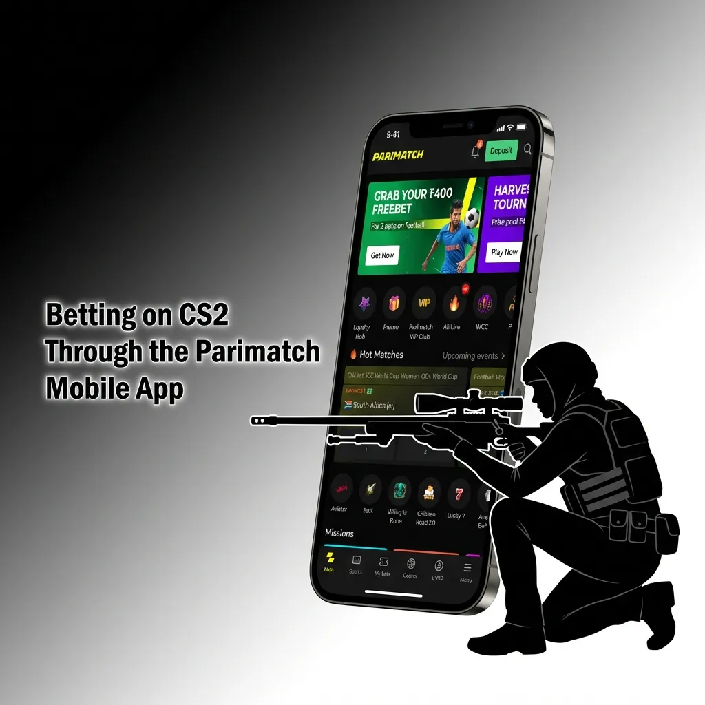 CS2 betting interface on Parimatch mobile app showing esports matches and wagering options for Indian users