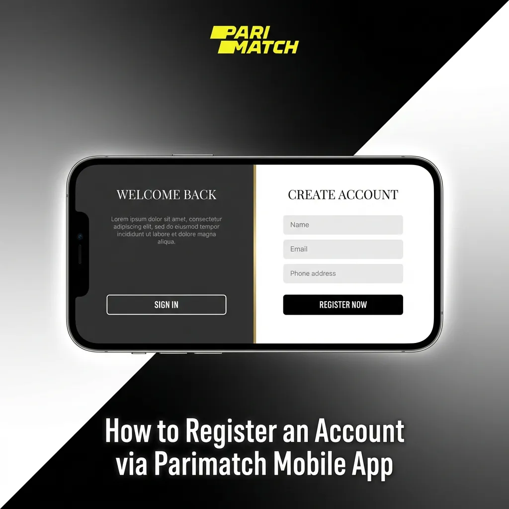 Step-by-step registration process on Parimatch mobile app showing account creation fields and verification steps