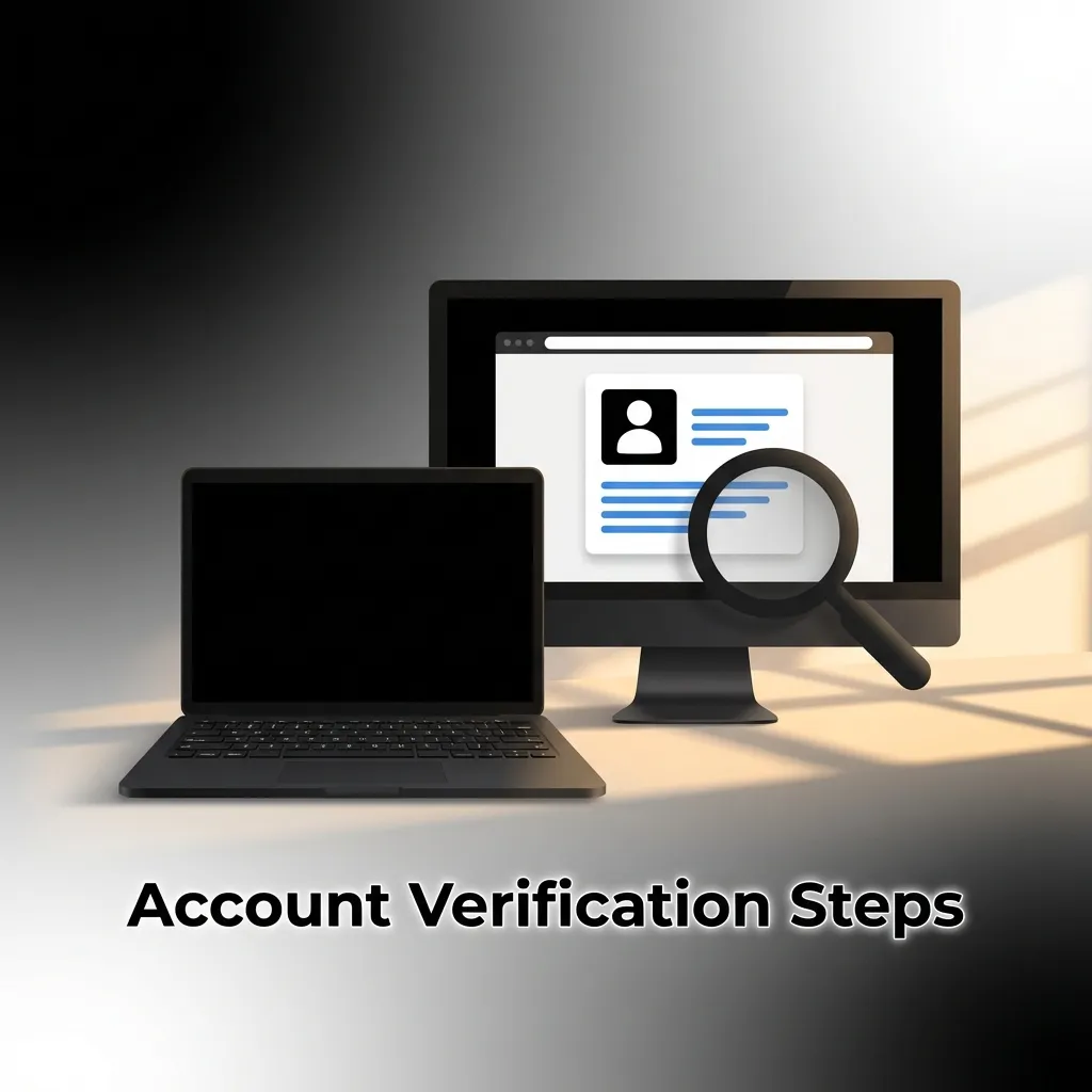 Step-by-step guide showing account verification process with document upload requirements and confirmation timeline