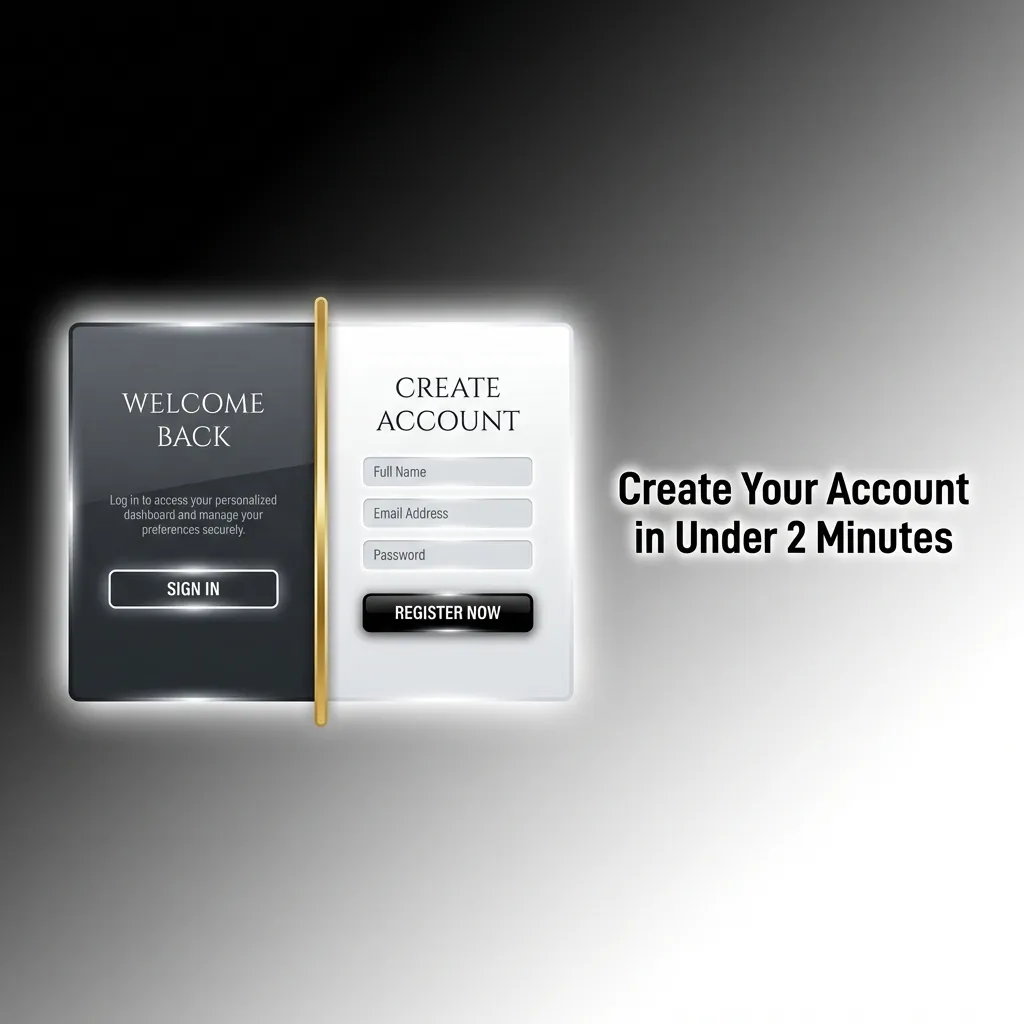 Quick account creation form showing mobile number, email, password fields and INR currency selection for betting registration
