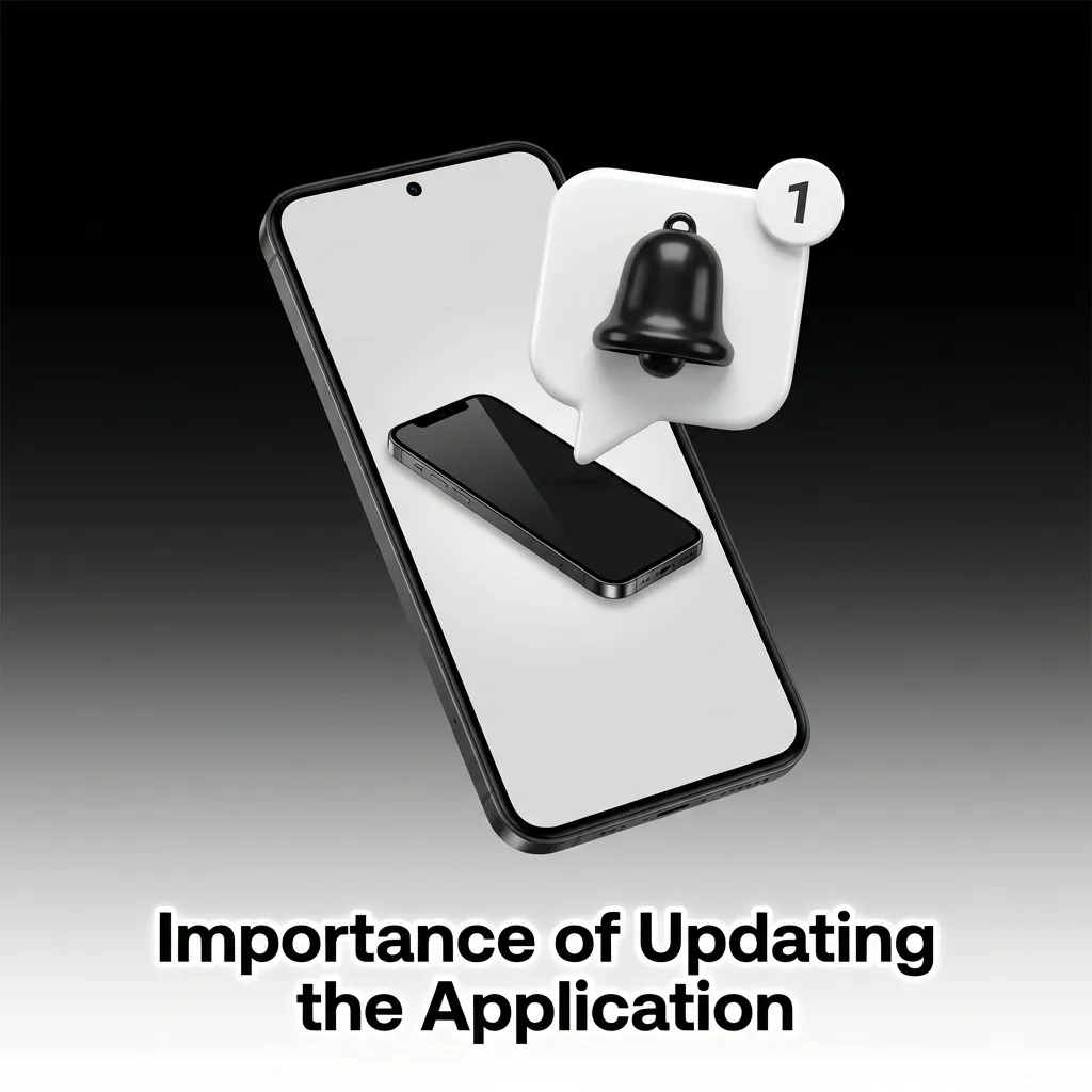 App update screen showing security patches, bug fixes, and new features for improved performance and protection.