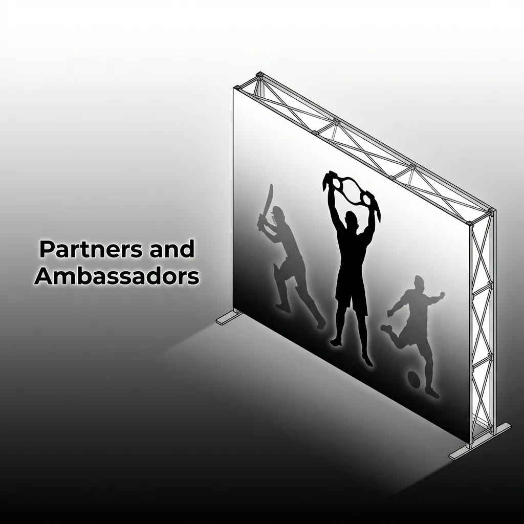 Sports brand ambassadors including Virat Kohli, Mike Tyson, Yuvraj Singh, and Shikhar Dhawan promoting betting platform