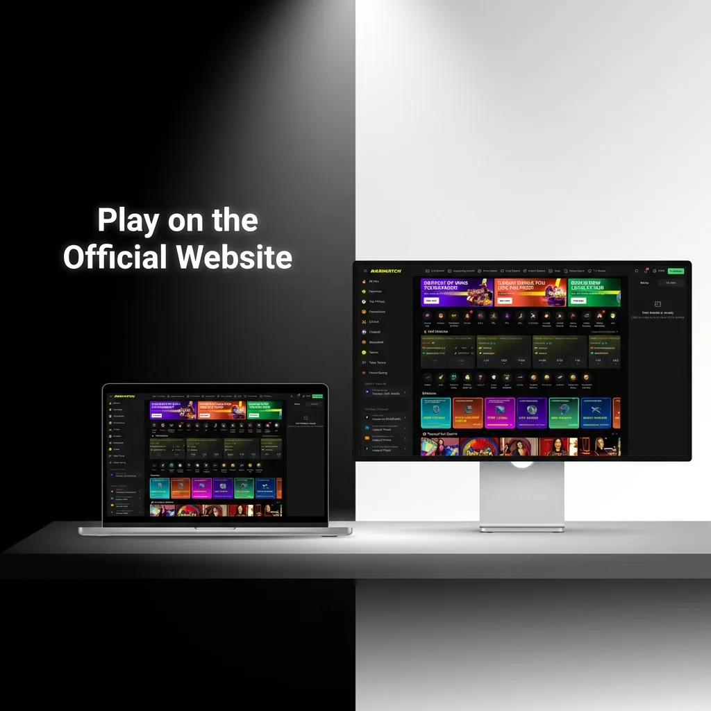 Browser-based betting interface showing sports markets, live games, and slots accessible without downloading software