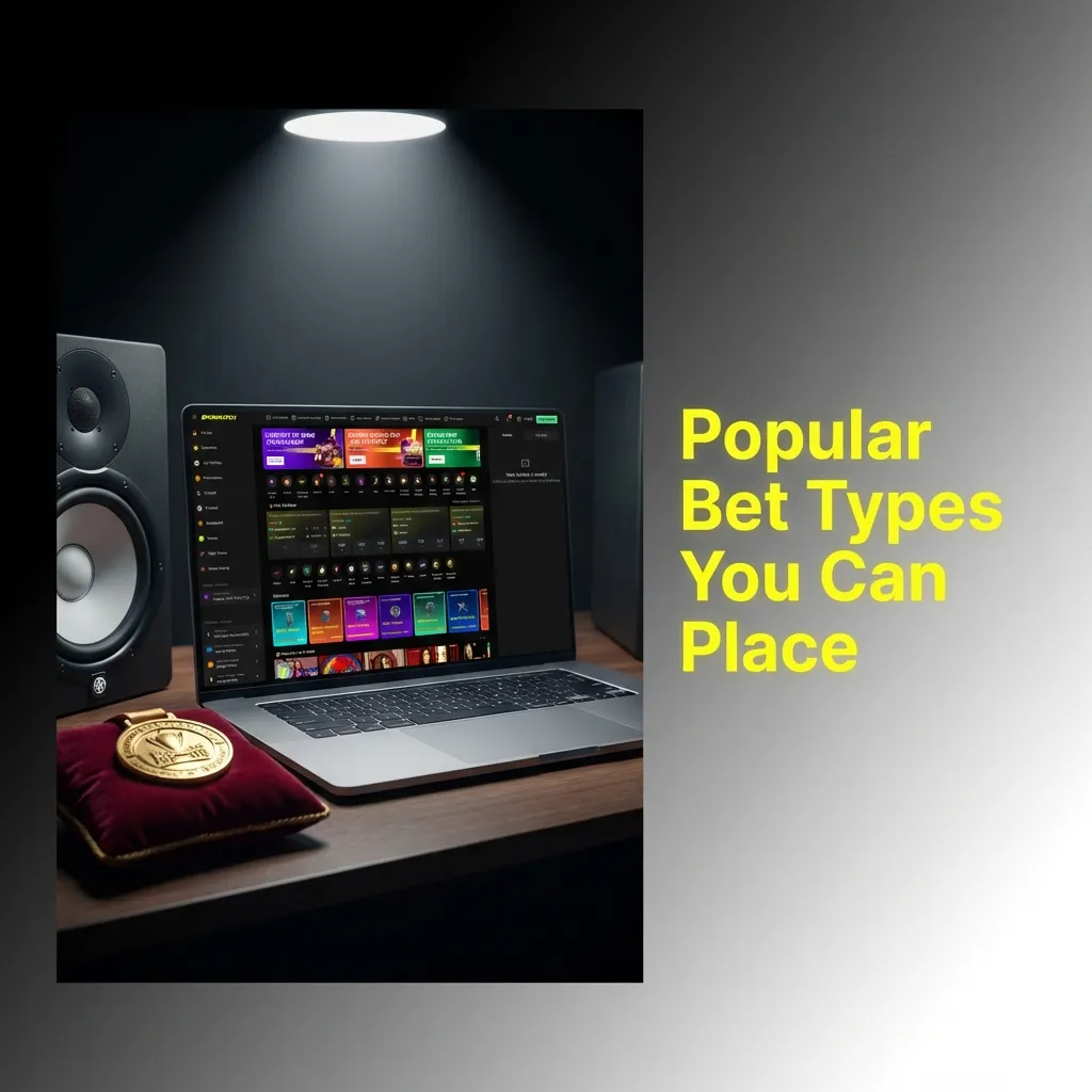 Diagram showing three betting types: Single Bet, Express Bet, and System Bet with icons and brief descriptions.