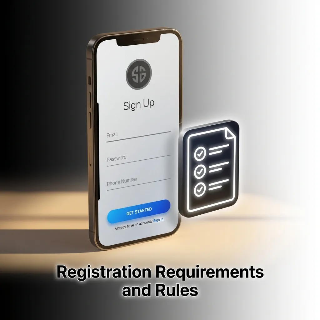 Registration requirements page showing age restrictions and account creation rules for online betting in India