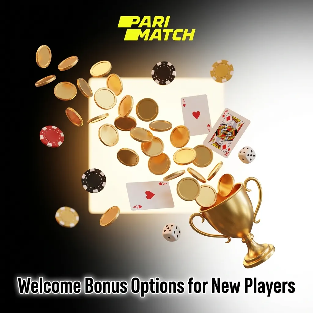 Welcome bonus options showing deposit amounts and percentages for casino slots, sports betting, live games, and instant wins
