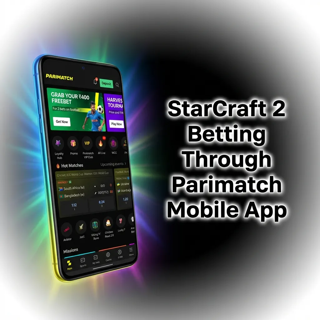 StarCraft 2 betting interface on Parimatch mobile app showing esports wagering options and match selections