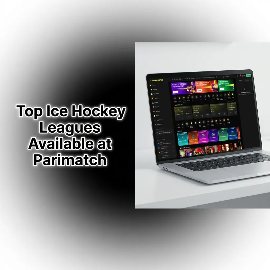 Parimatch sportsbook interface showing top ice hockey leagues including NHL, KHL, and international tournaments available for betting.
