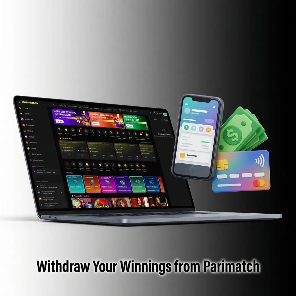 Parimatch withdrawal screen showing UPI and e-wallet payment options with amount entry field and confirmation button